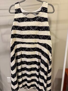 Lane Bryant Black and White Lace Striped dress